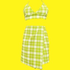 Boohoo Lime green asymmetrical skirt